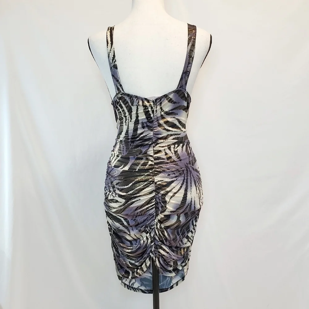 Joshua Vintage Y2K Silky Ruched Back & Sides Bodycon Sleeveless Dress - Picture 3 of 5